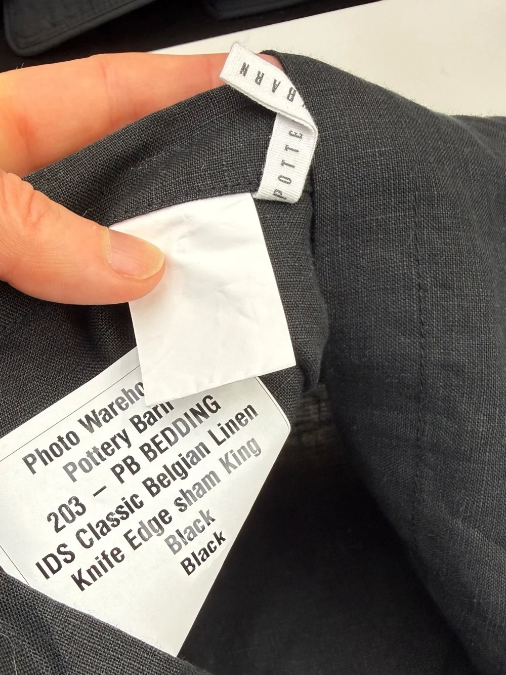 POTTERY BARN Belgian Linen Shams Black (3) Euro & King